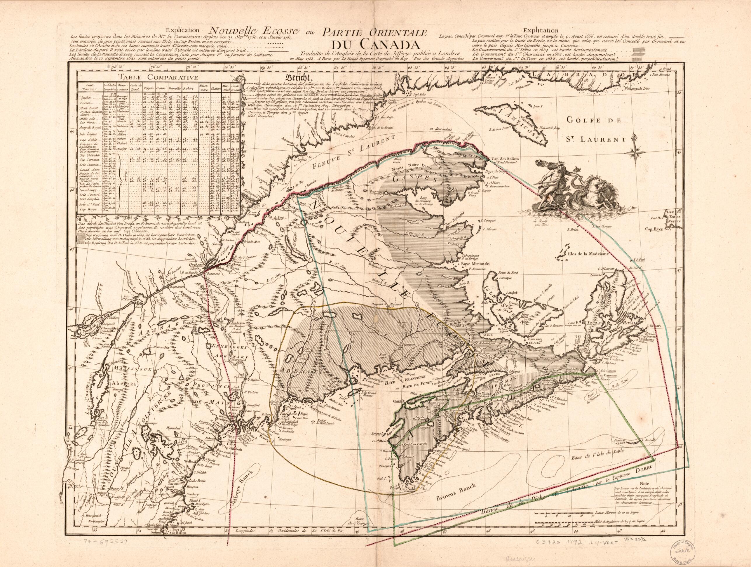 This old map of Nouvelle Ecosse Ou Partie Orientale Du Canada from 1792 was created by Thomas Jefferys, Louis in 1792