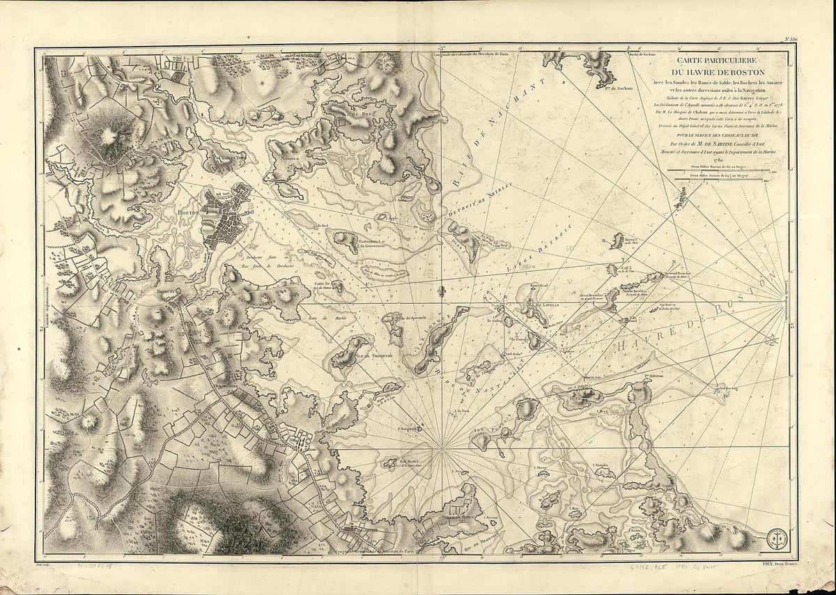 Carte Particulière Du Havre De Boston Avec Les Sondes Les Bancs De Sable, Les Rochers Les Amaies Et Les Autres Directions Utiles à La Navigation 1780 by Relic Map Company