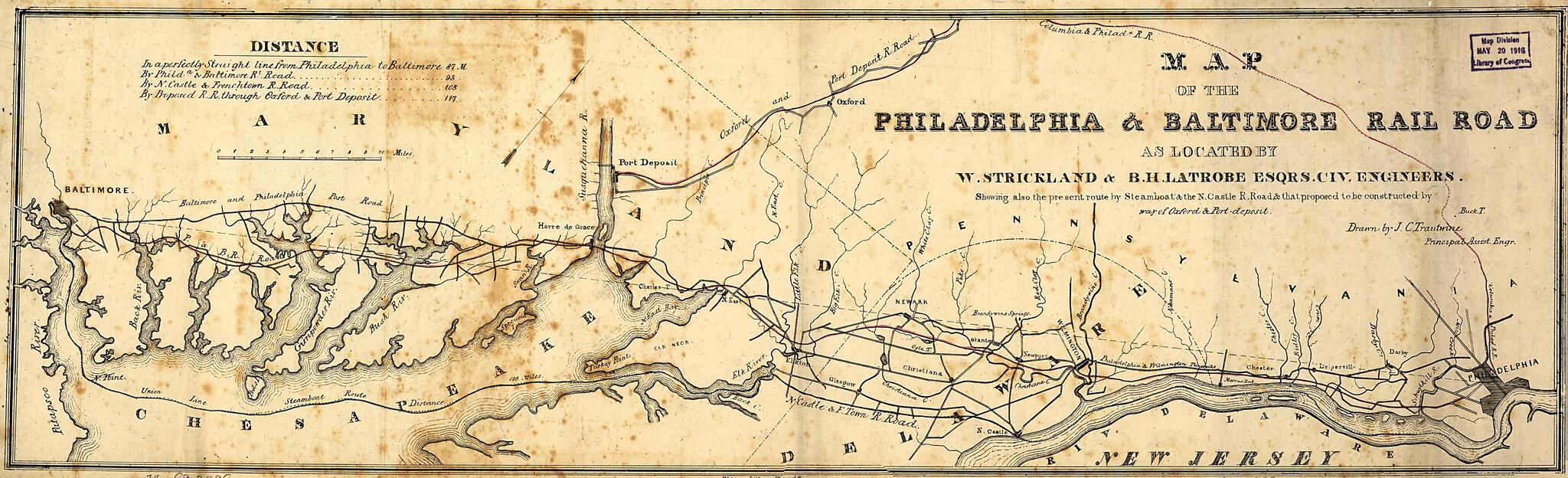 This old map of Deposit from 1853 was created by Millard Fillmore, Benj. H. (Benjamin Henry) Latrobe, William Strickland, John C. (John Cresson) Trautwine in 1853