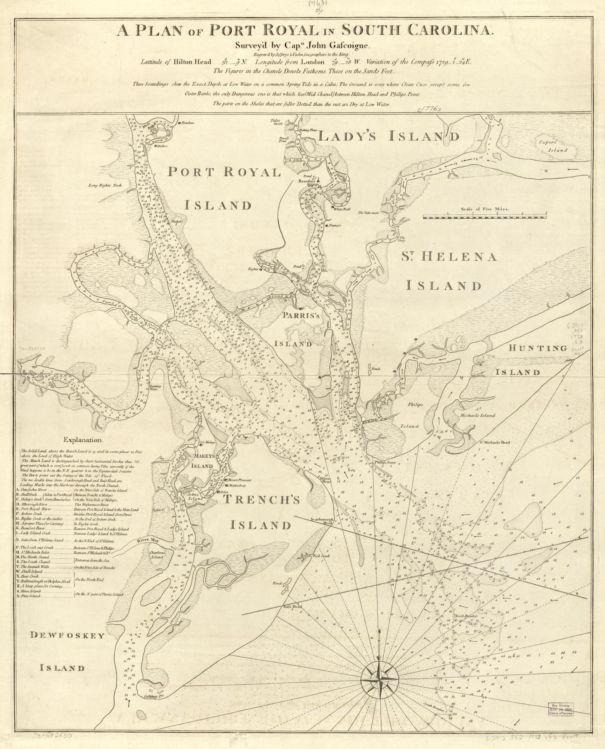 This old map of A Plan of Port Royal In South Carolina from 1773 was created by John Gascoigne, London Jefferys and Faden in 1773
