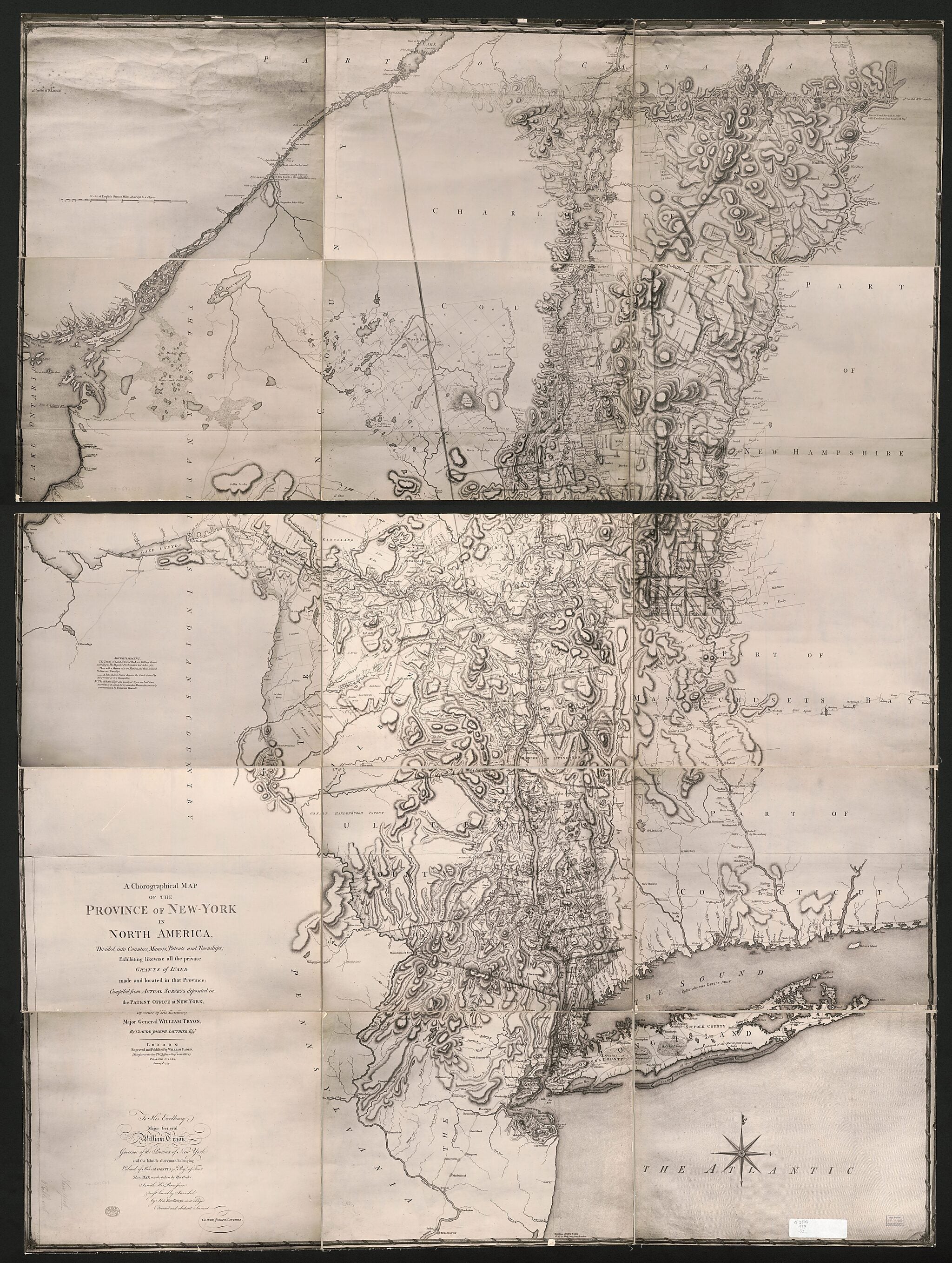 This old map of York In North America, Divided Into Counties, Manors, Patents and Townships; Exhibiting Likewise All the Private Grants of Land Made and Located In That Province; from 1779 was created by William Faden, Claude Joseph Sauthier in 1779