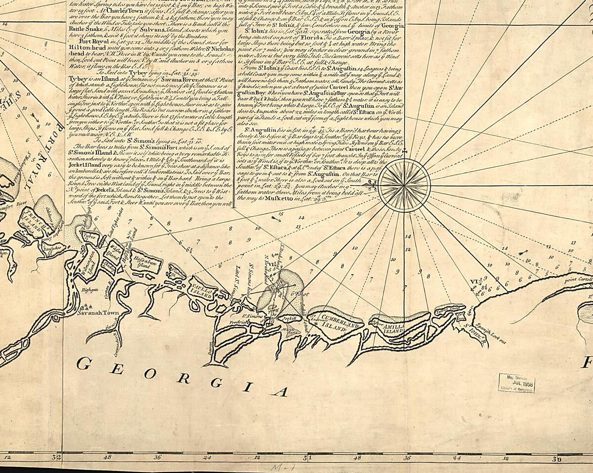 This old map of A Draught of South Carolina and Georgia from Sewee to St. Estaca from 1778 was created by Andrew Hughes,  W. Mount and T. Page in 1778