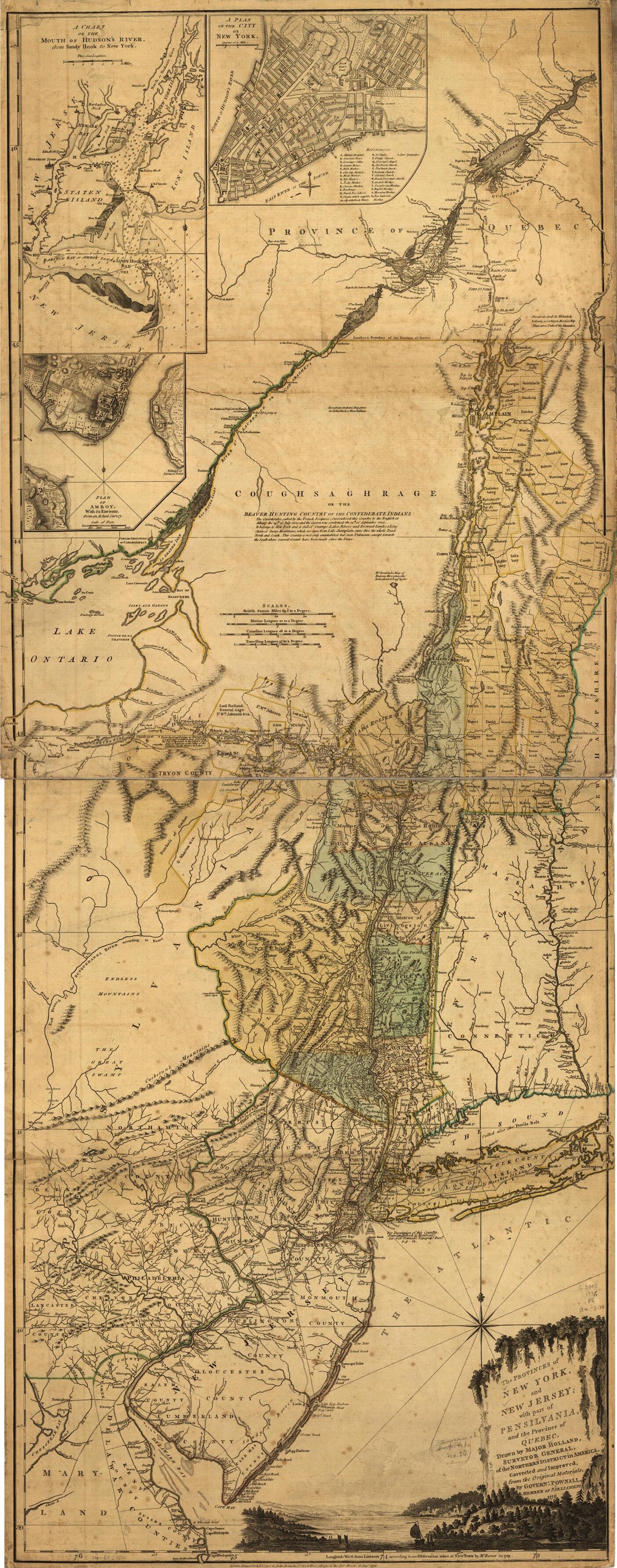 The Provinces of New York and New Jersey; With Part of Pensilvania, and the Province of Quebec in 1776 by Relic Map Company