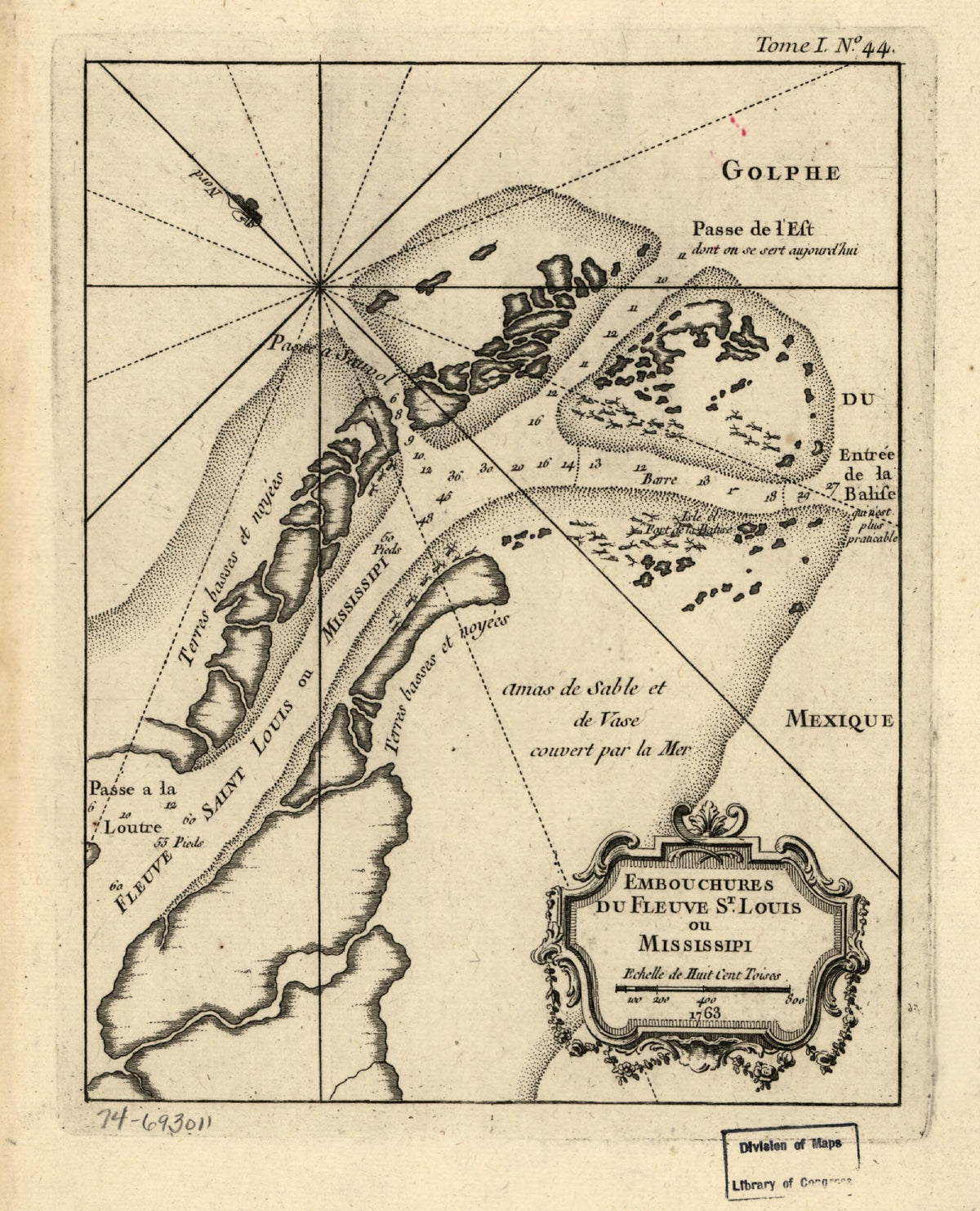 Embouchures Du Fleuve St. Louis Ou Mississipi. 1763 1764 by Relic Map Company