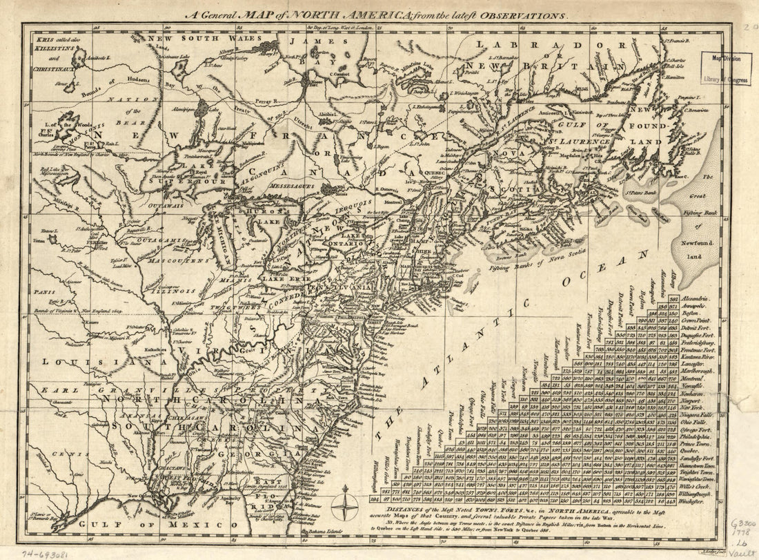 This old map of A General Map of North America; from the Latest Observations from 1778 was created by John Lodge in 1778