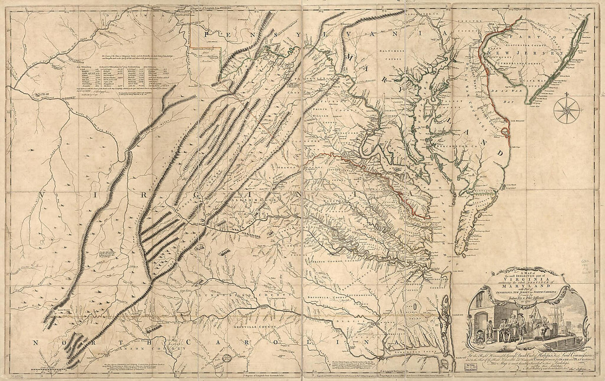 A Map of the Most Inhabited Part of Virginia Containing the Whole Province of Maryland With Part of Pensilvania, New Jersey and North Carolina 1755 by Relic Map Company