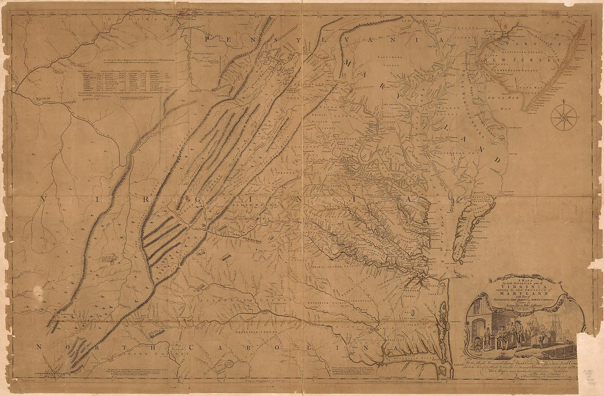 A Map of the Most Inhabited Part of Virginia Containing the Whole Province of Maryland With Part of Pensilvania, New Jersey and North Carolina 1775 by Relic Map Company