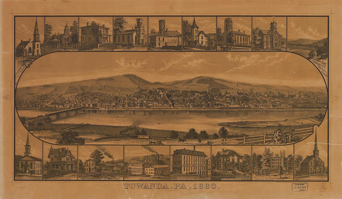 This old map of Towanda, Pennsylvania from 1880 was created by Philadelphia Publishing House in 1880