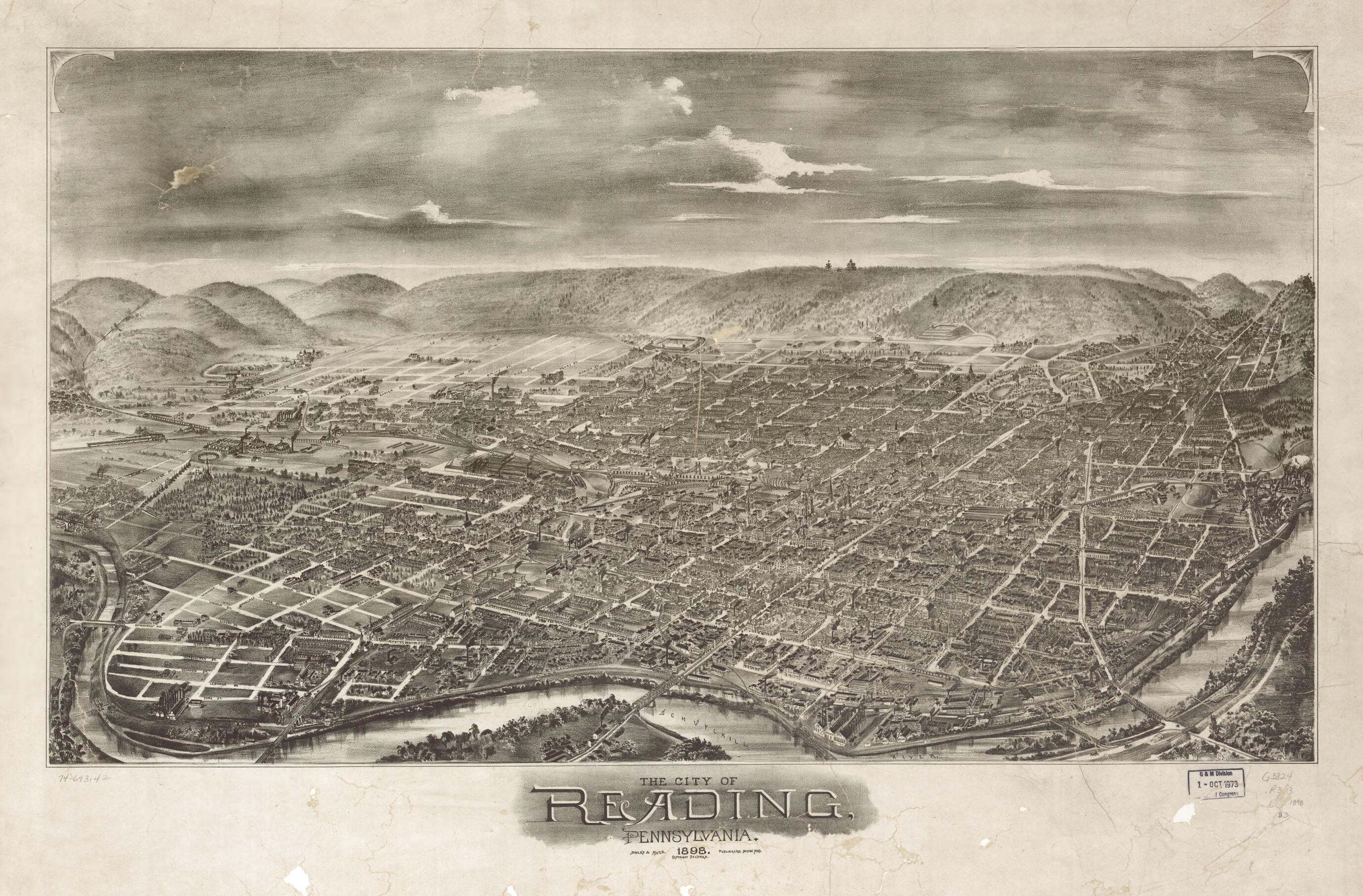 This old map of The City of Reading, Pennsylvania from 1898 was created by Bailey & Moyer in 1898