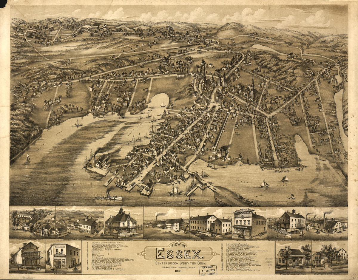 View of Essex, Centerbrook & Ivoryton, Connecticut 1881 by Relic Map Company