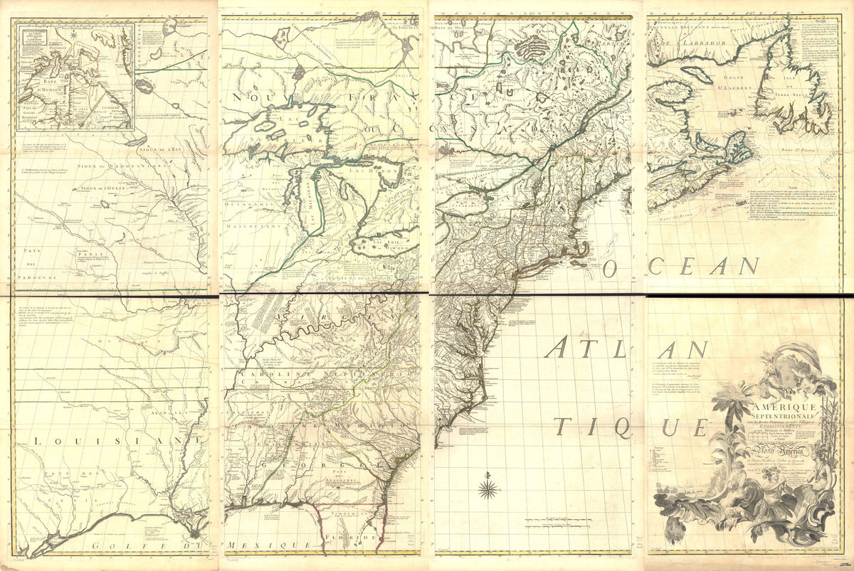 Amérique Septentrionale Avec Les Routes, Distances En Miles, Villages Et Etablissements François Et Anglois in 1777 by Relic Map Company