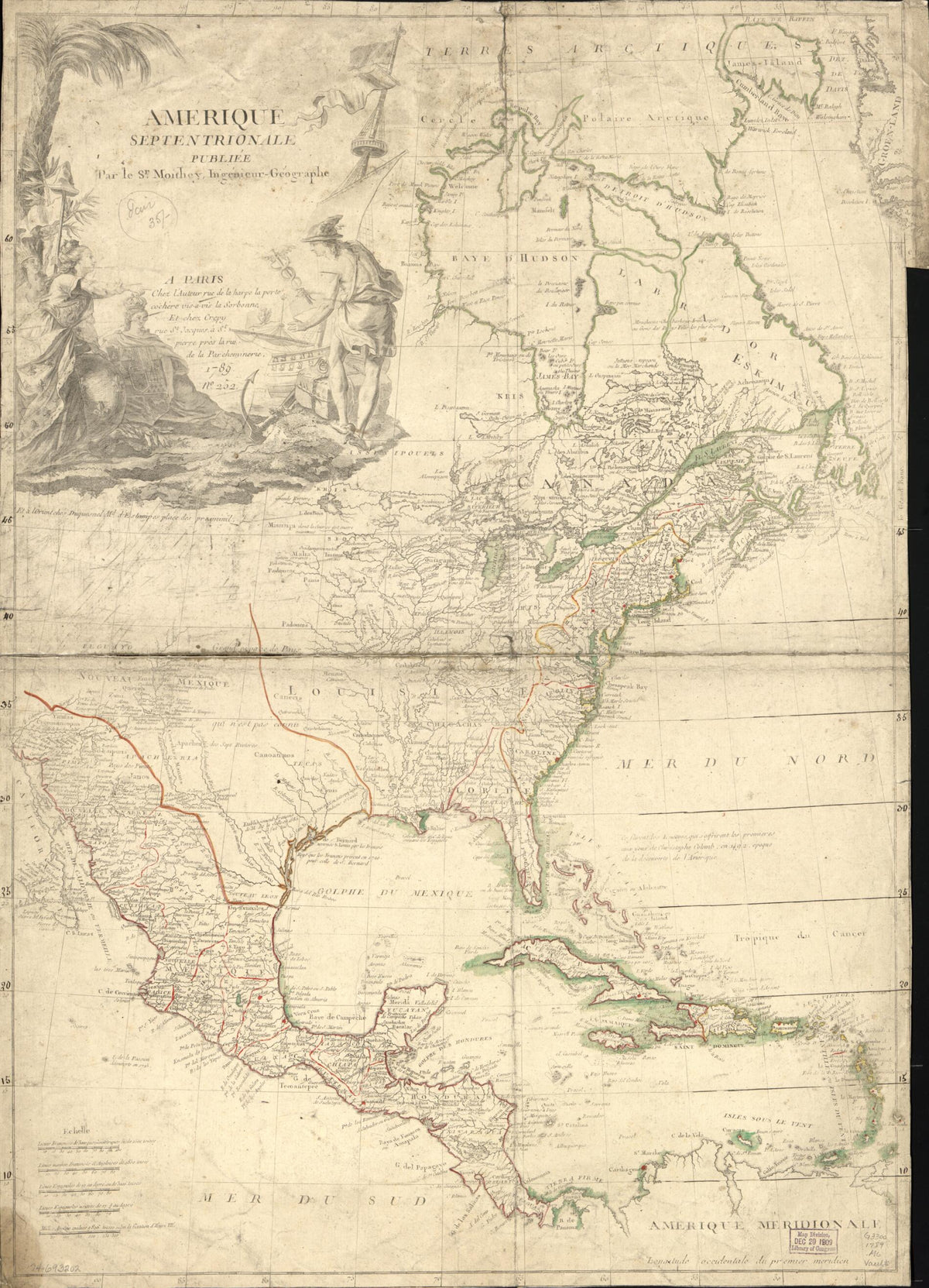 Amérique Septentrionale in 1789 by Relic Map Company