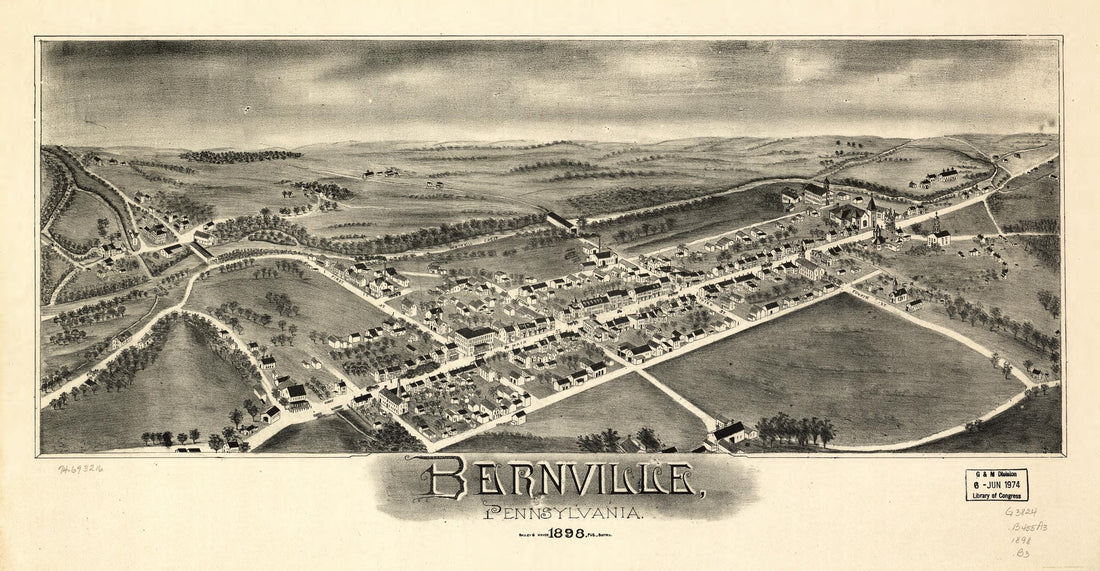 This old map of Bernville, Pennsylvania from 1898 was created by Bailey & Moyer in 1898