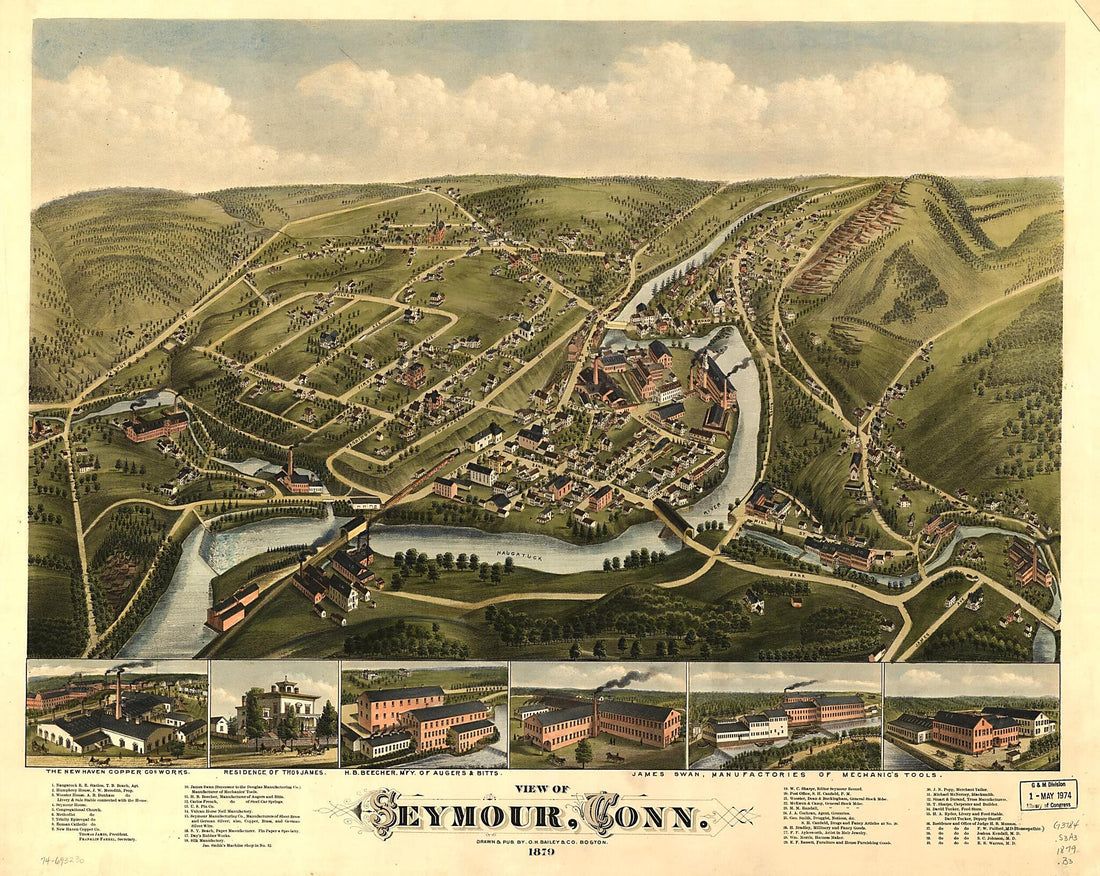 This old map of View of Seymour, Connecticut from 1879 was created by O.H. Bailey & Co in 1879