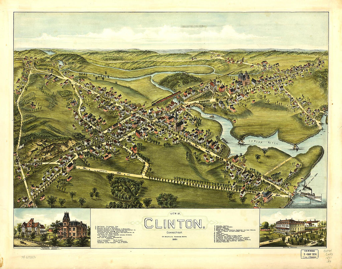 This old map of View of Clinton, Connecticut from 1881 was created by O.H. Bailey & Co in 1881