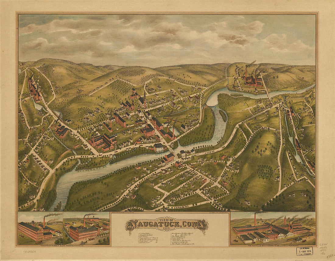 This old map of View of Naugatuck, Connecticut from 1877 was created by C.H. Vogt (Firm), O.H. Bailey & Co in 1877