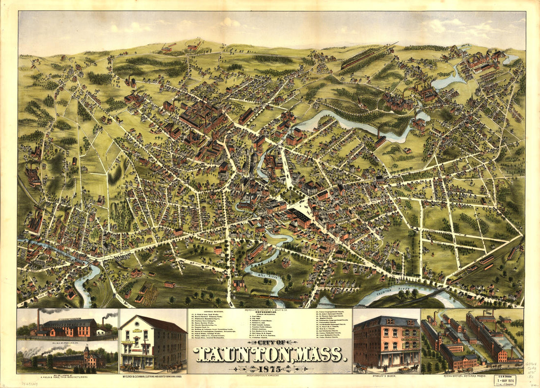 This old map of City of Taunton, Massachusetts from 1875 was created by American Oleograph Co, O.H. Bailey & Co in 1875