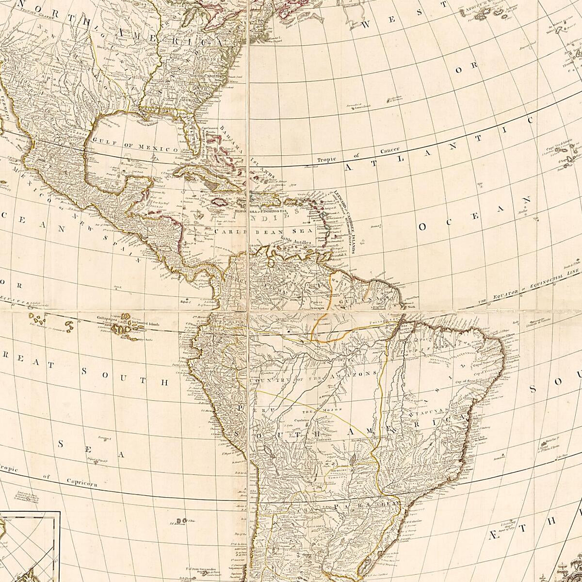 This old map of A New Map of the Whole Continent of America : Divided Into North and South and West Indies Wherein Are Exactly Described the United States of North America As Well As the Several European Possessions According to the Preliminaries of Peac