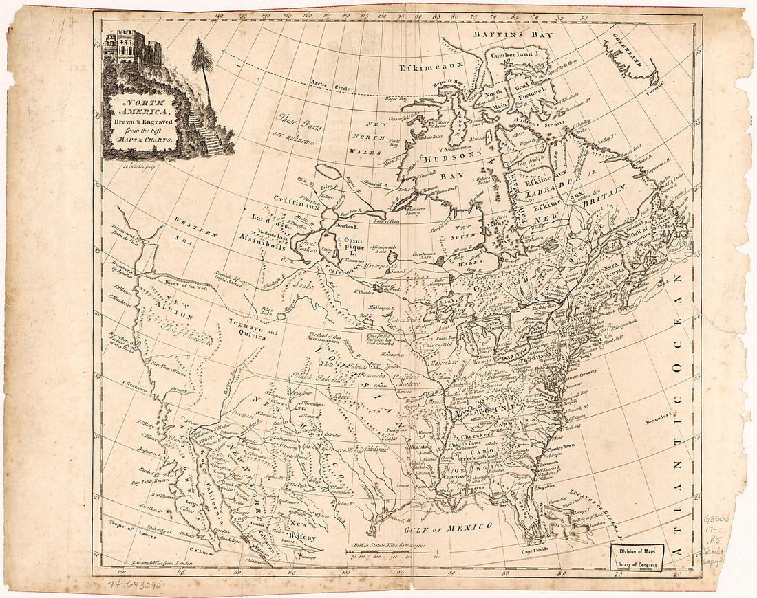 This old map of North America from 1700 was created by Thomas Kitchin in 1700