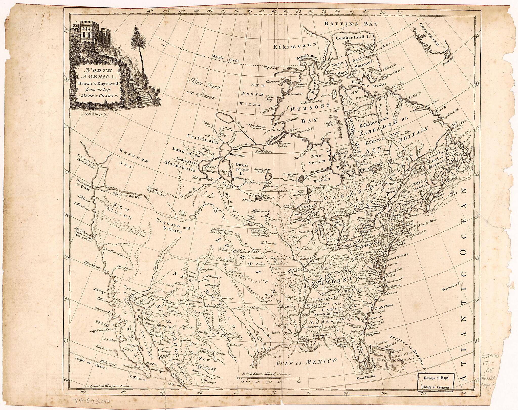 This old map of North America from 1700 was created by Thomas Kitchin in 1700