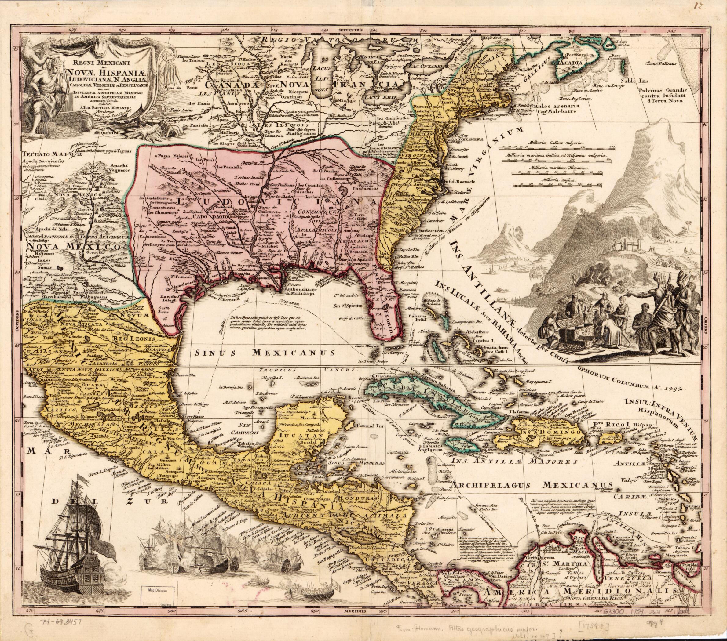 Regni Mexicani Seu Novæ Hispaniæ, Ludovicianæ, N. Angliæ, Carolinæ, Virginiæ Et Pensylvaniæ, Necnon Insvlarvm Archipelagi Mexicani In America Septentrionali 1759 by Relic Map Company