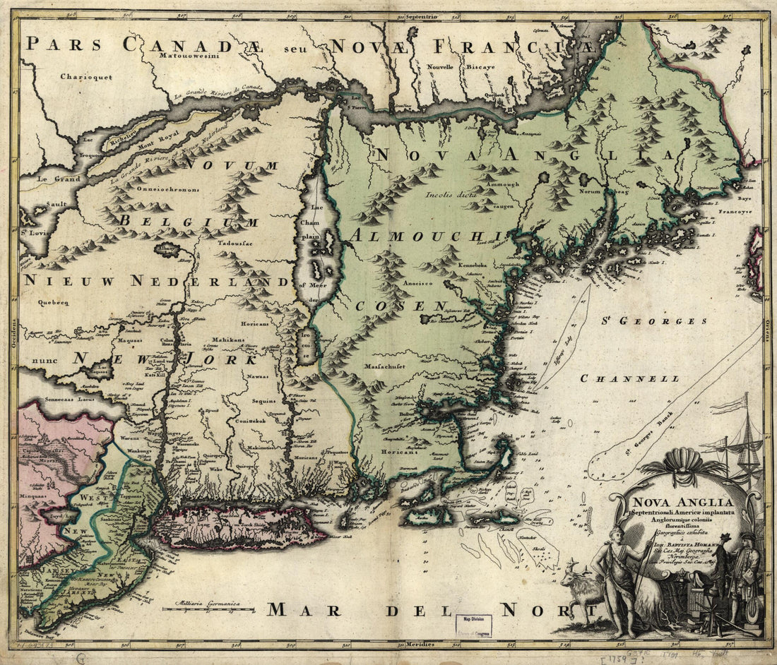 This old map of Nova Anglia from 1759 was created by Homann Erben (Firm), Johann Baptist Homann in 1759