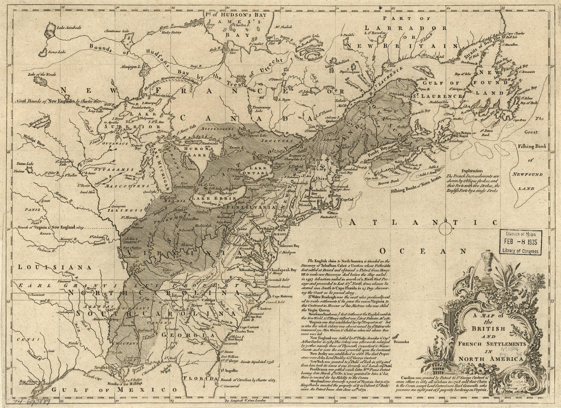 This old map of A Map of the British and French Settlements In North America from 1750 was created by John Lodge in 1750