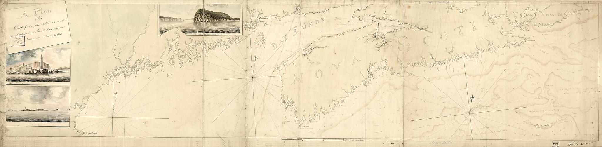 This old map of A Plan of the Coast from Cape Anne In North Latitude 42⁰42ʹ & 70⁰33ʹ West Longitude from Greenwich:.. to Isle Scattery In Long. 50⁰40ʹ & Latitude 46⁰ 0ʹ North,.. Including the Isle of Sable from 1775 was created by  in 1775