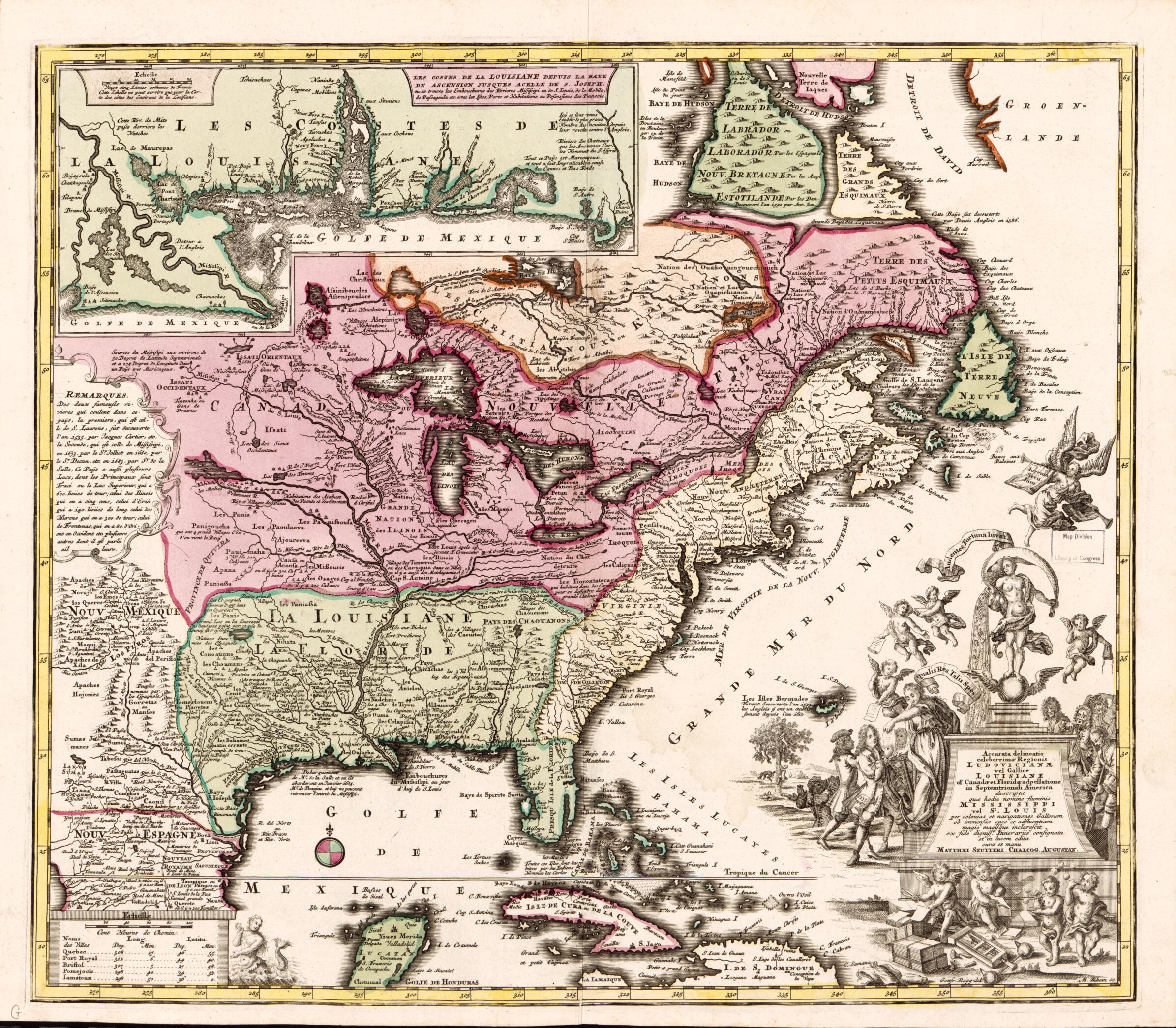 Accurata Delineatio Celeberrimæ Regionis Ludovicianæ Vel Gallice Louisiane Ot. Canadæ Et Floridæ Adpellatione In Septemtrionali America Descriptæ Quæ Hodie Nomine Fluminis Mississippi Vel St. Louis 1734 by Relic Map Company