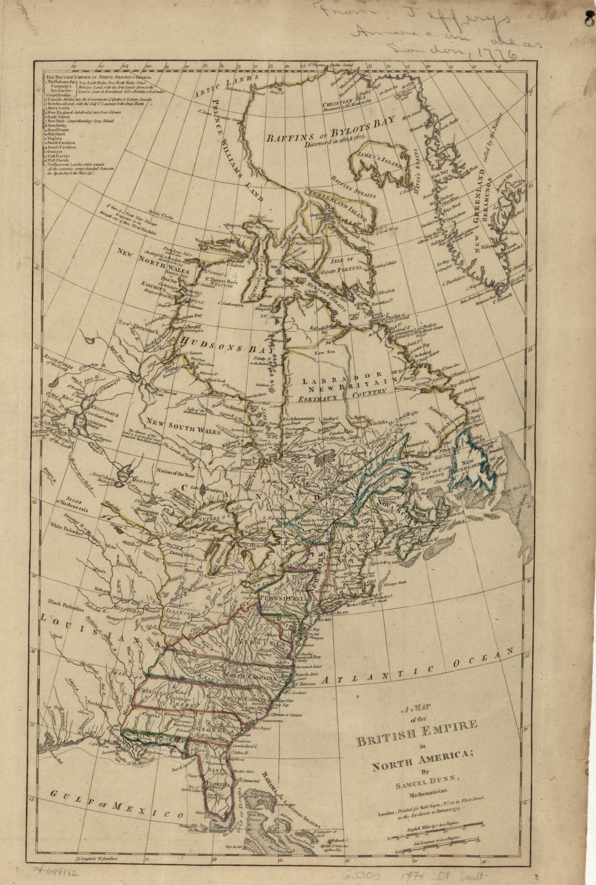 A Map of the British Empire In North America 1774 by Relic Map Company