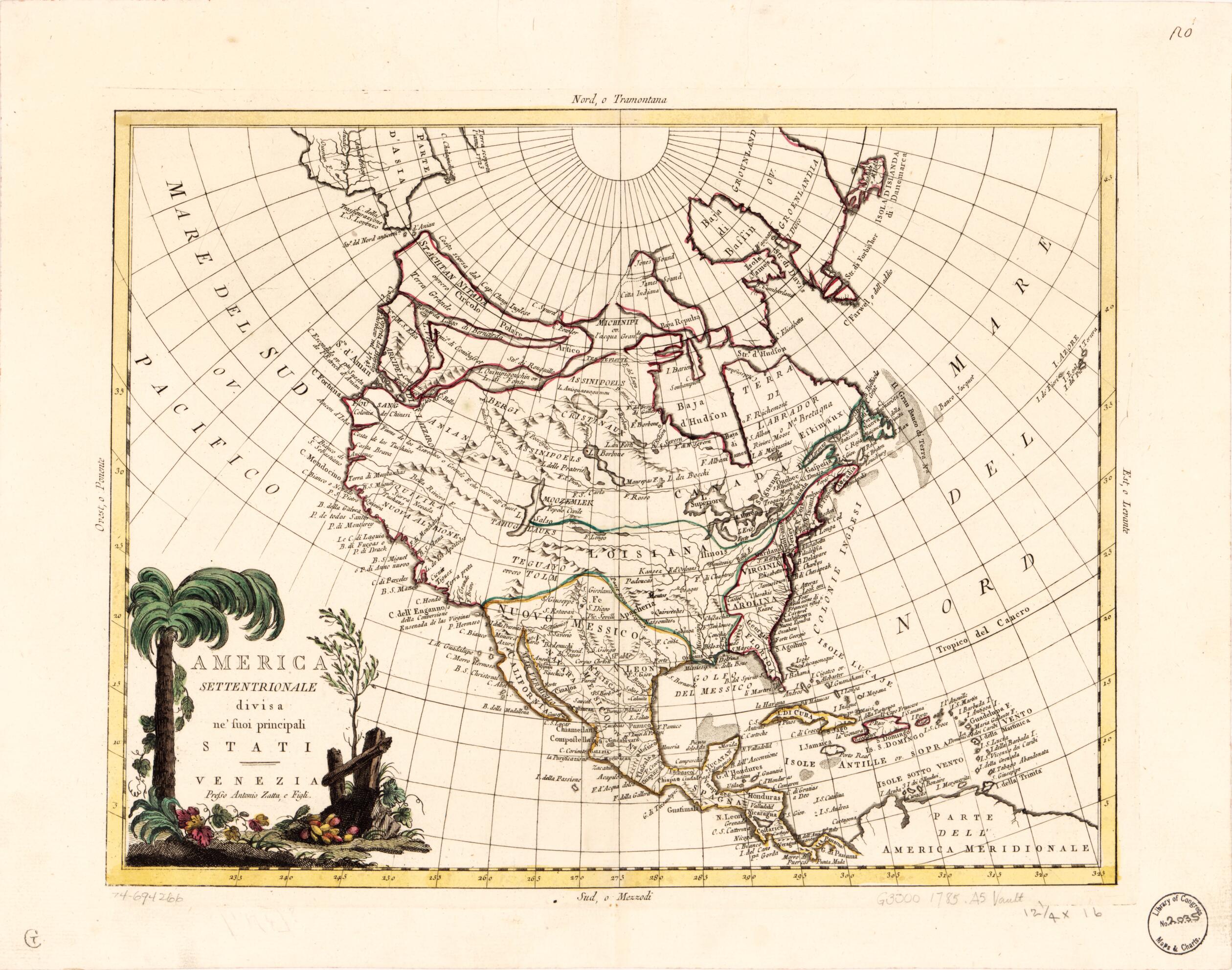 This old map of America Settentrionale Divisa Ne&
