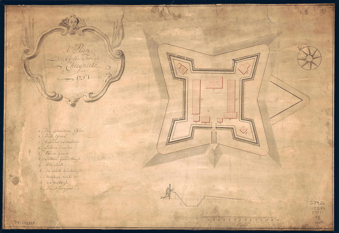 This old map of A Plan of the Fort at Chiegnecto from 1751 was created by in 1751
