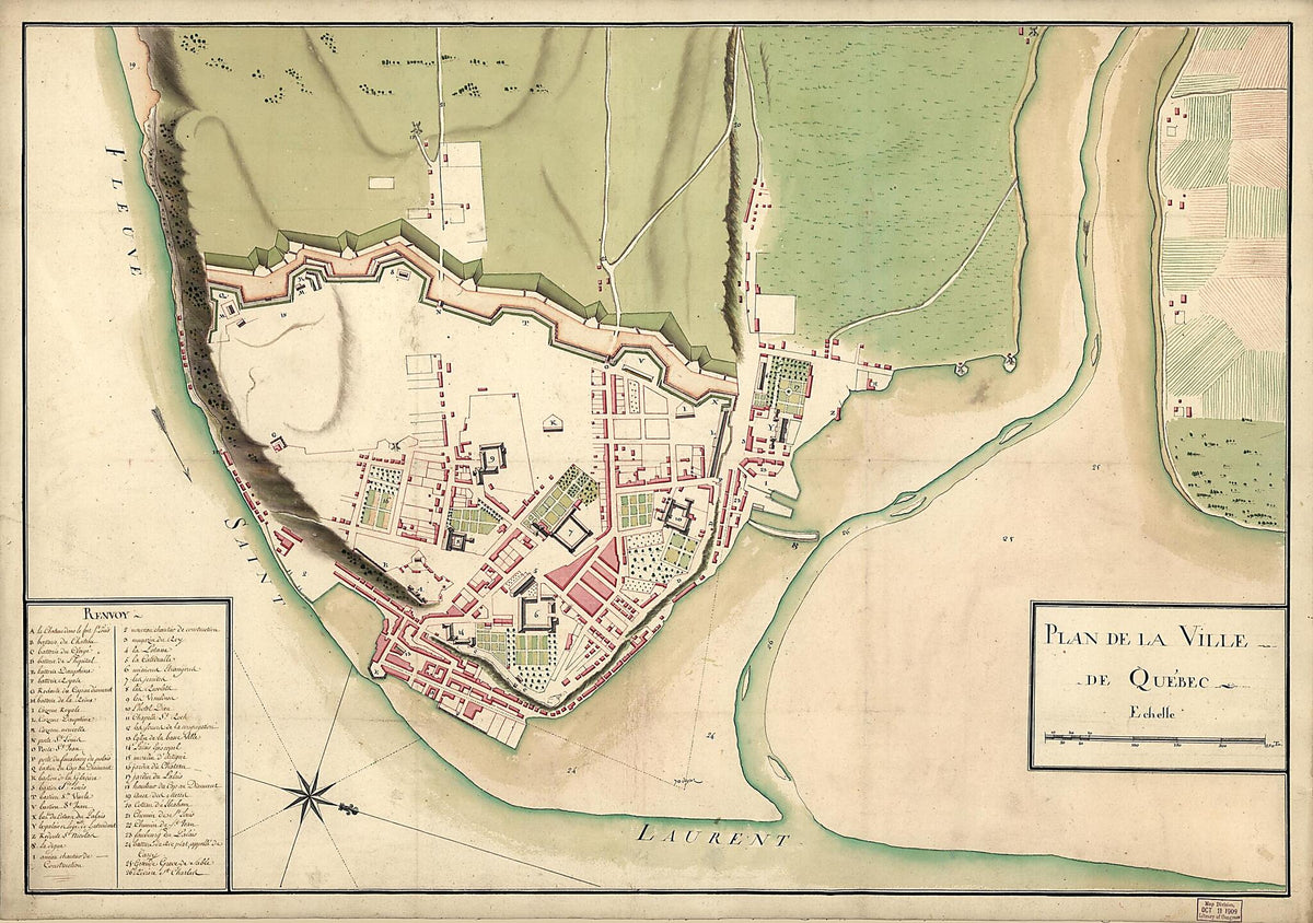 Plan De La Ville De Québec 1750 by Relic Map Company