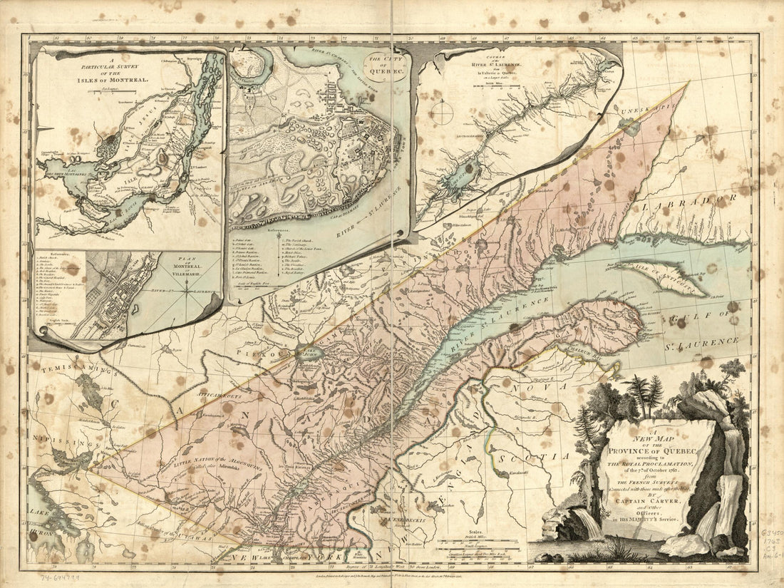 This old map of A New Map of the Province of Quebec, According to the Royal Proclamation, of the 7th of October 1763 from 1776 was created by Jonathan Carver, Robert Sayer and John Bennett (Firm) in 1776