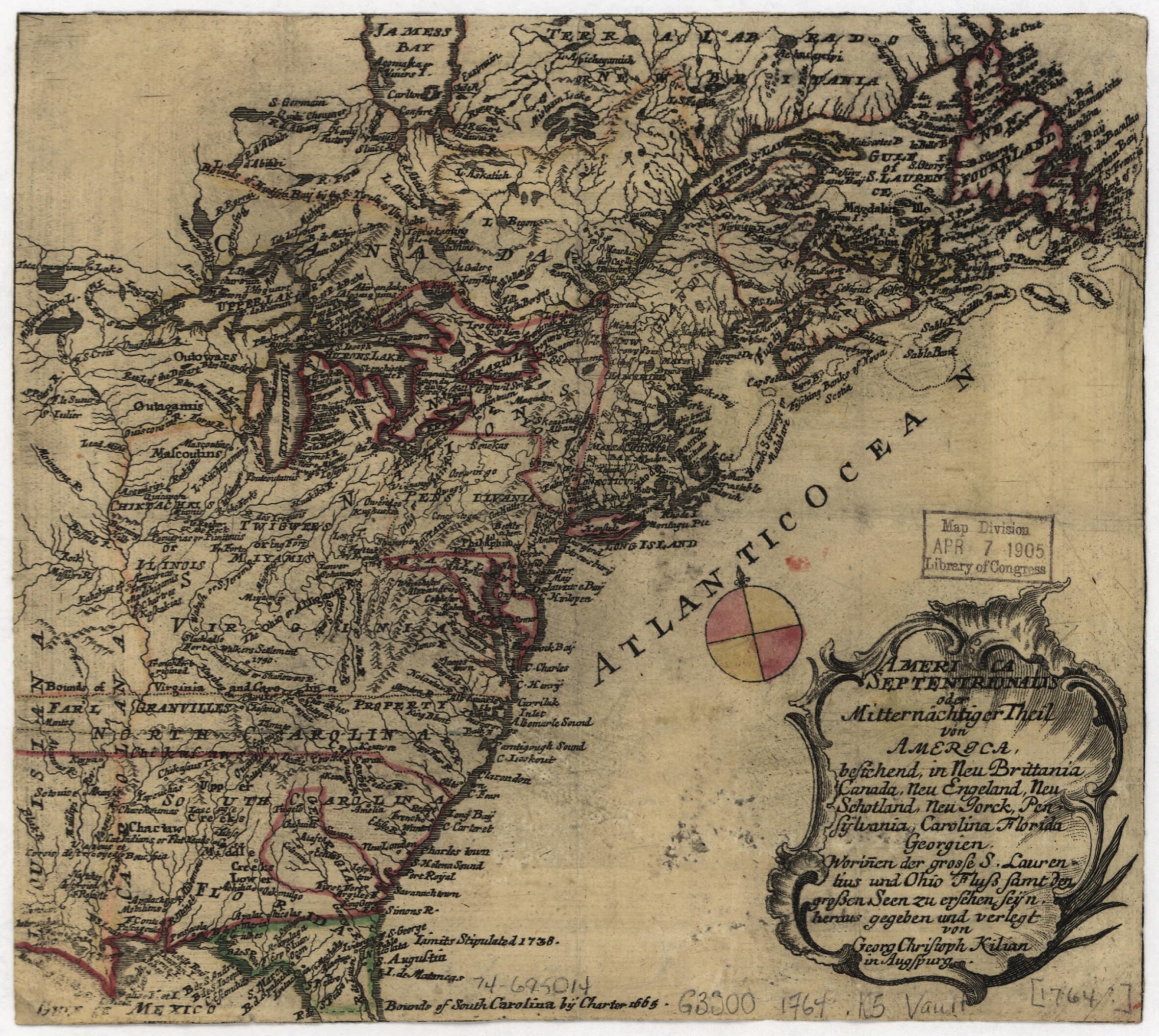 This old map of America Septentrionalis Oder Mitternächtiger Theil Von America from 1764 was created by Georg Christoph Kilian in 1764