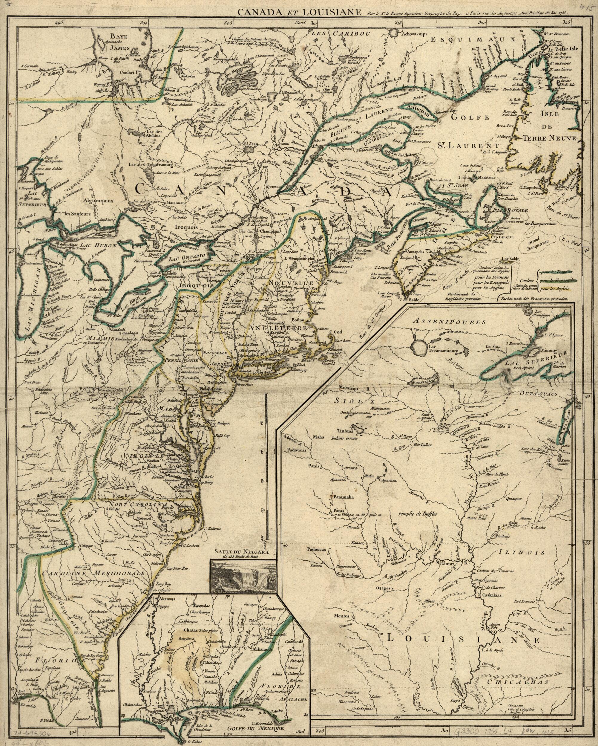 This old map of Canada Et Louisiane from 1755 was created by Louis in 1755