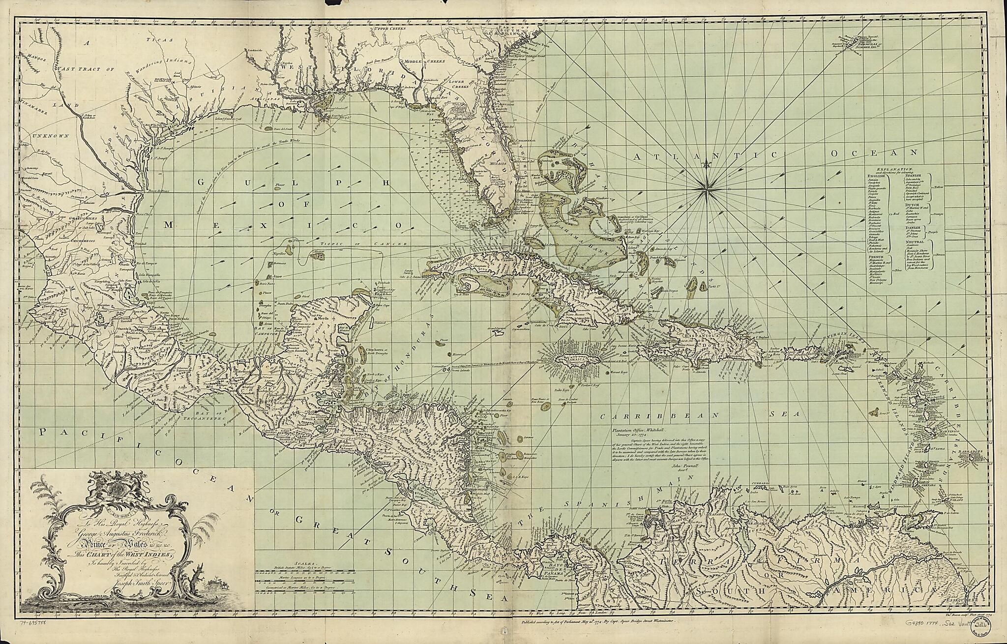 To His Royal Highness. George Augustus Frederick. Prince of Wales &c. &c. &c. This Chart of the West Indies in 1774 by Relic Map Company