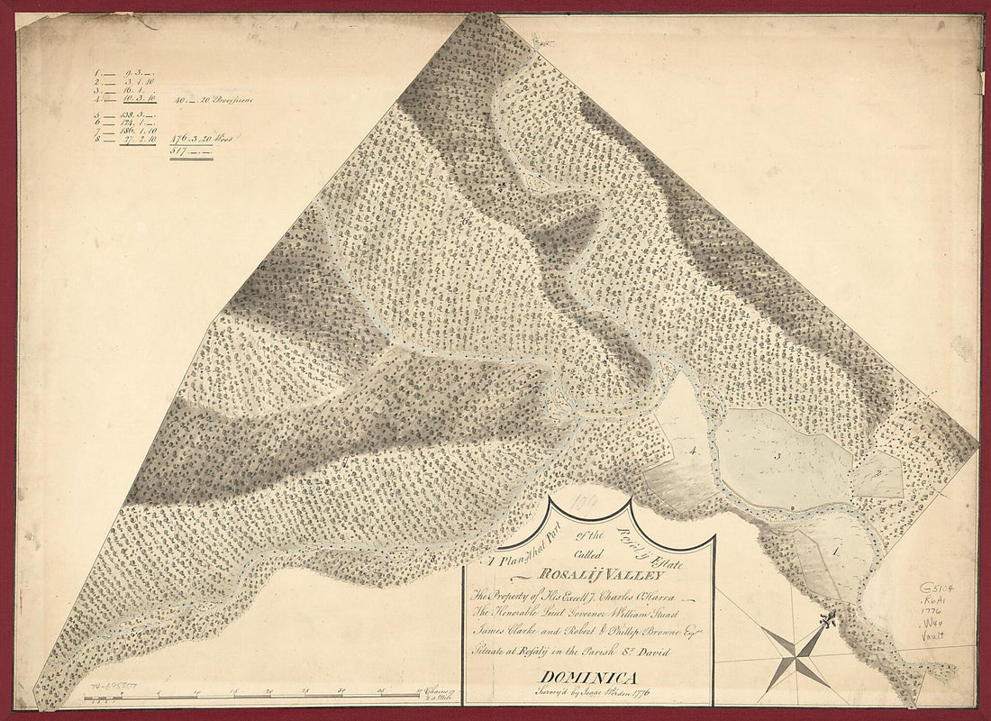This old map of A Plan of That Part of the Rosalij Estate Called Rosalij Valley, the Property of His Excellcy. Charles O&