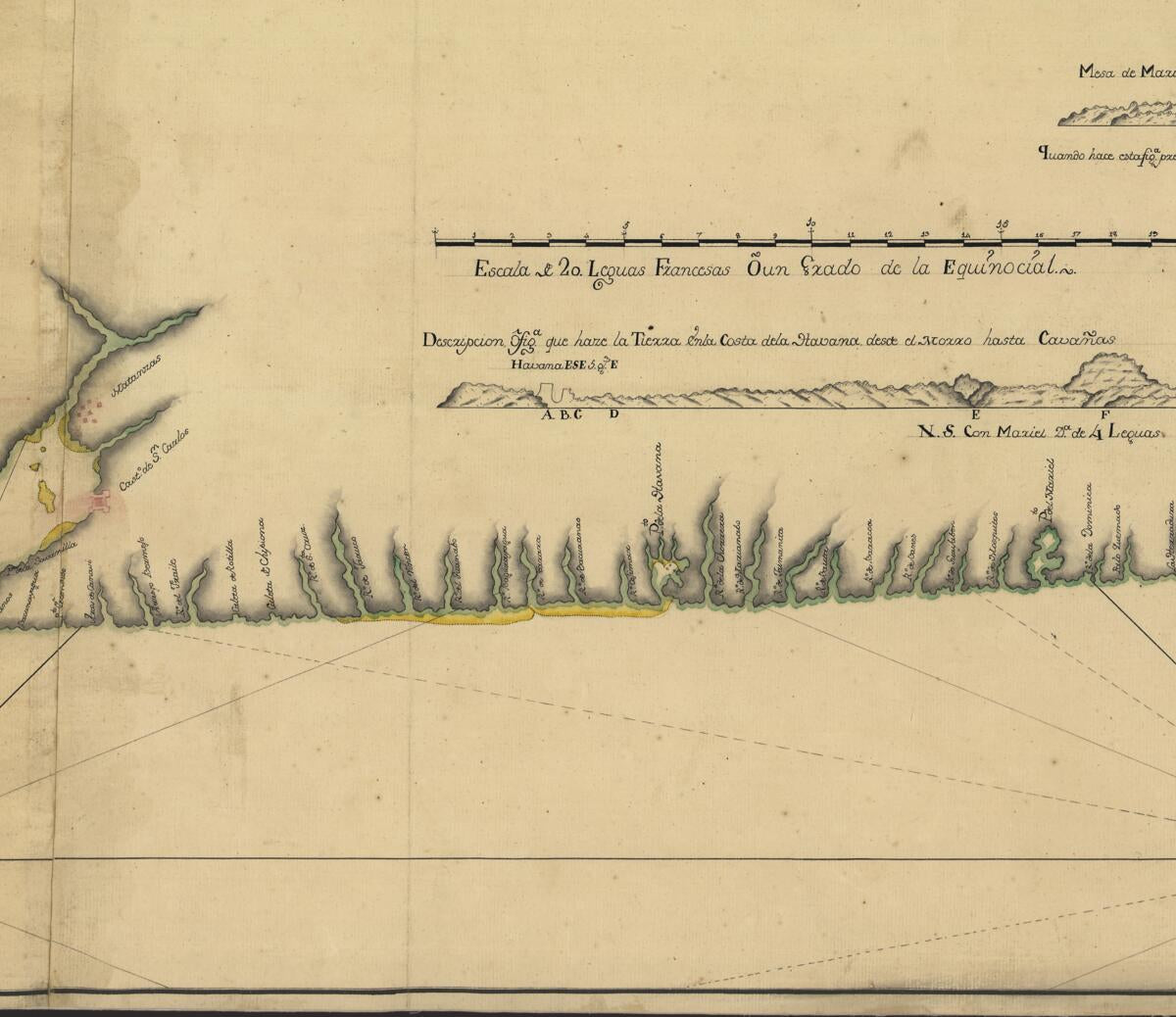 This old map of Costa De Cuba Desde Cabo De San Antonio a La Bahía De Cardenas from 1780 was created by  in 1780