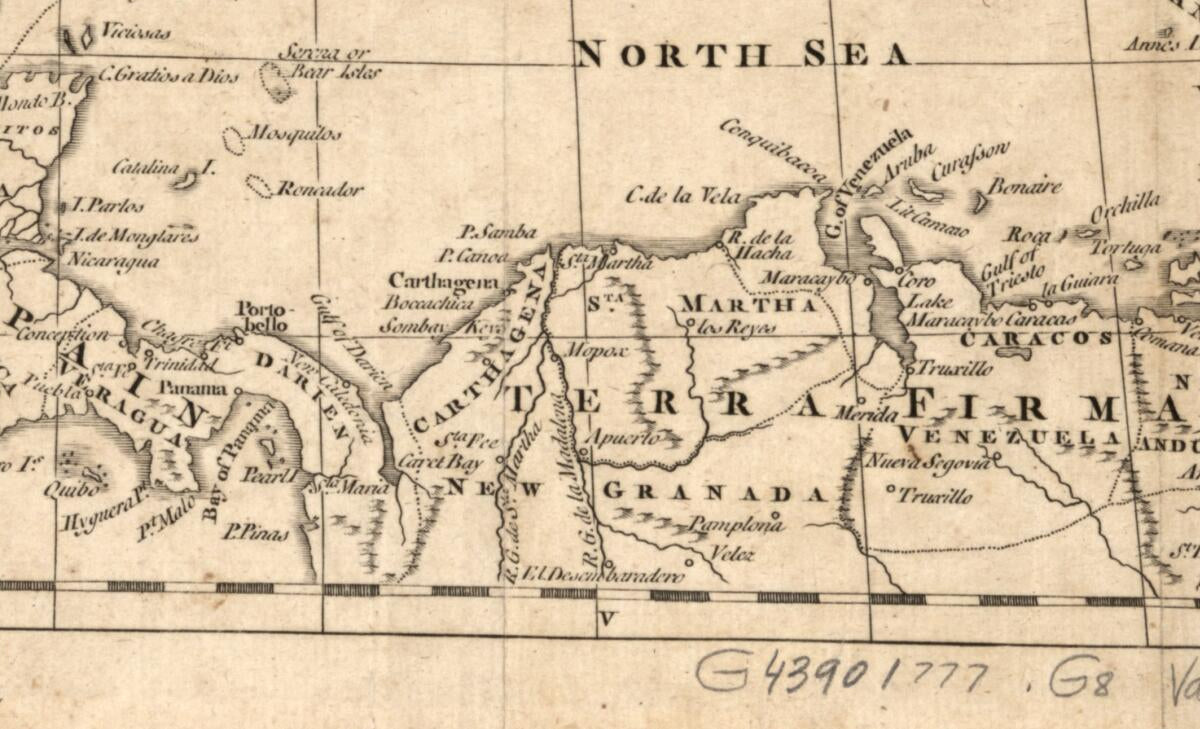 This old map of West Indies from 1777 was created by William Guthrie in 1777