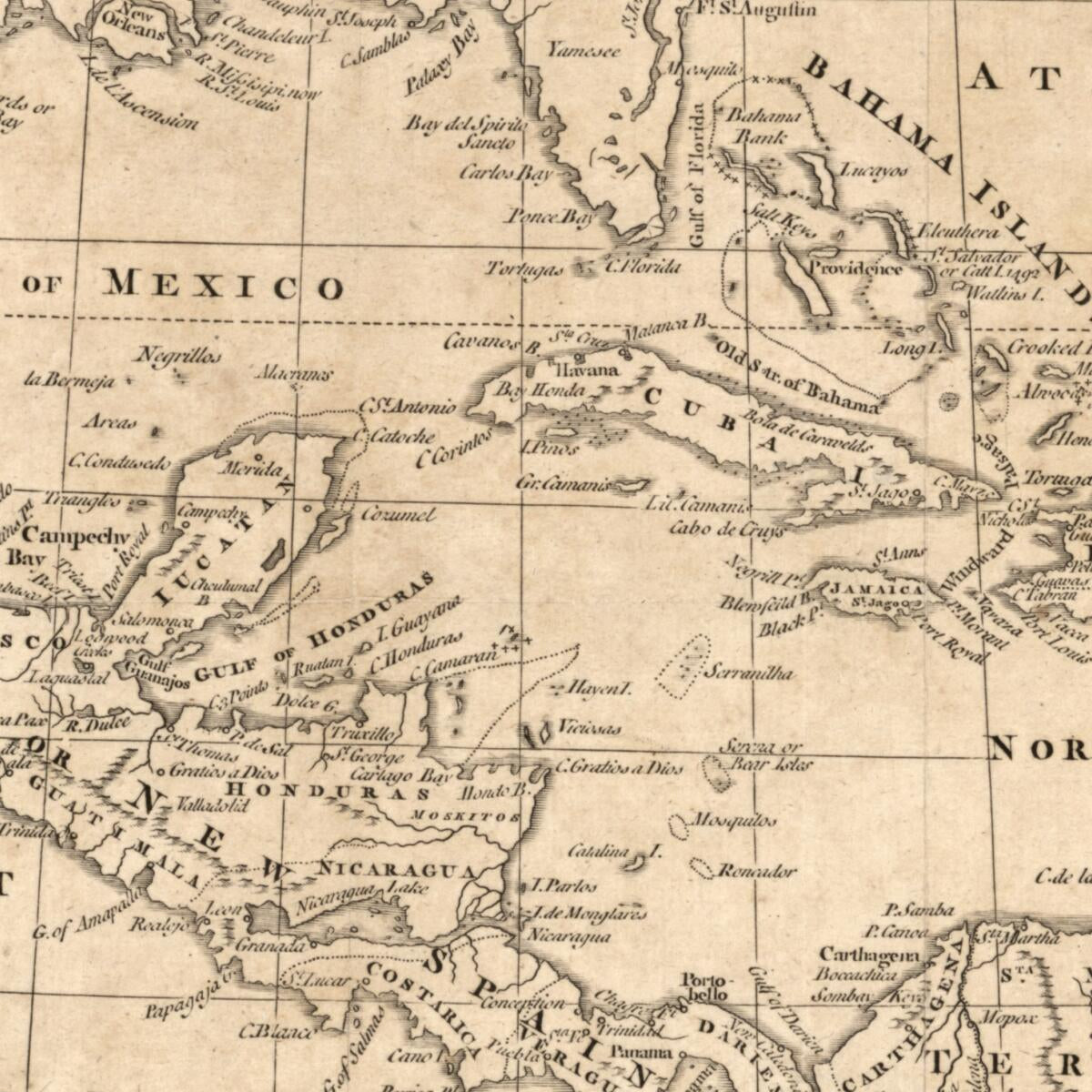 This old map of West Indies from 1777 was created by William Guthrie in 1777