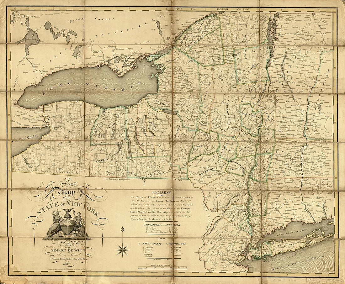 This old map of A Map of the State of New York from 1804 was created by Simeon De Witt in 1804