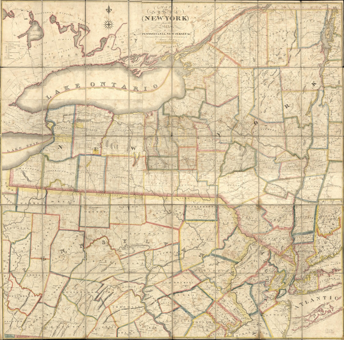 Map of the State of New York With Part of the States of Pennsylvania, New Jersey &c in 1817 by Relic Map Company