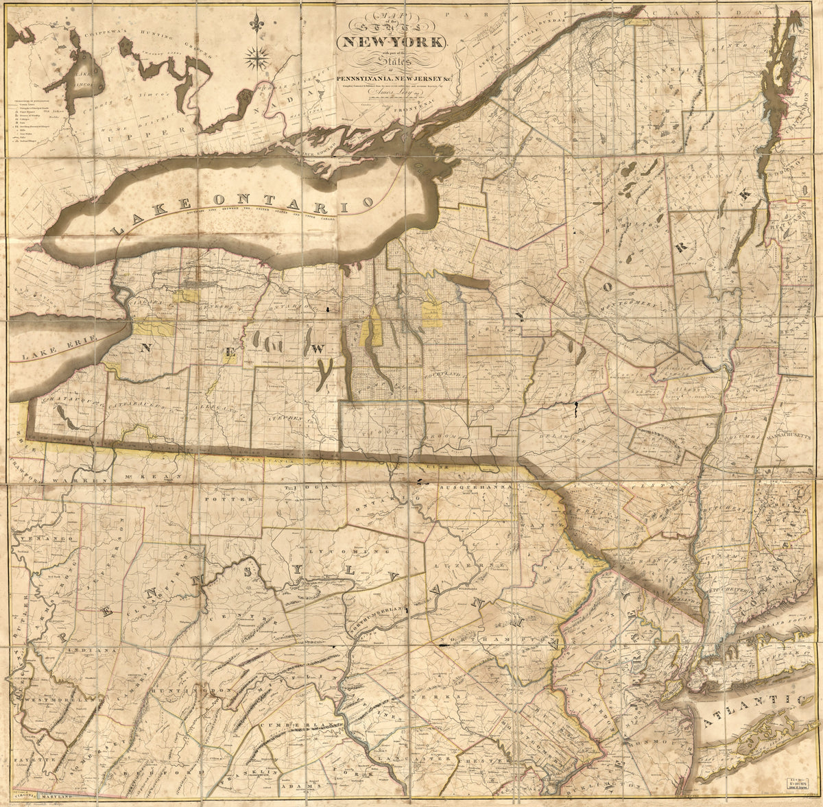 Map of the State of New York With Part of the States of Pennsylvania, New Jersey &c in 1817 by Relic Map Company