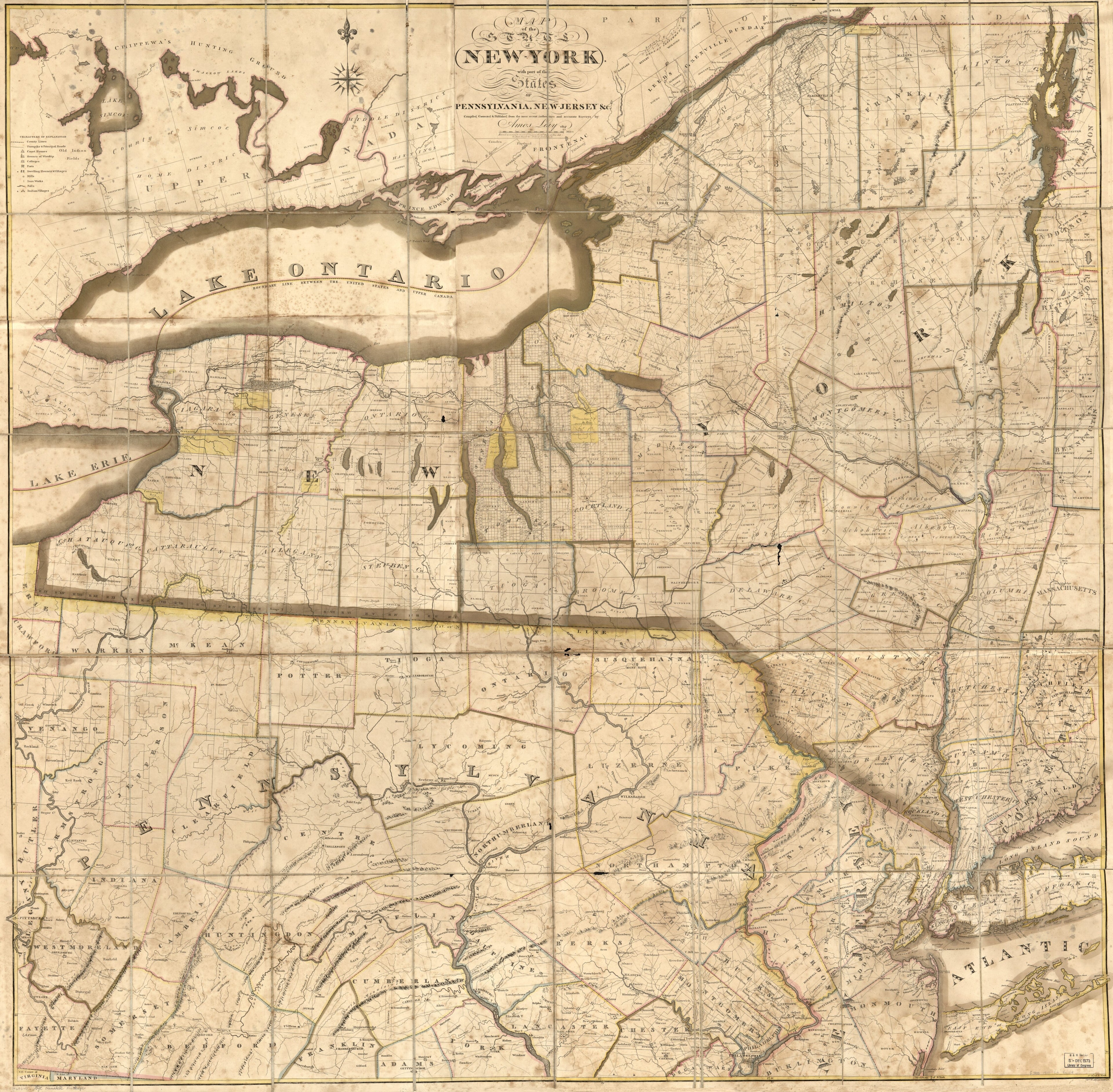 This old map of Map of the State of New York With Part of the States of Pennsylvania, New Jersey &c from 1817 was created by Amos Lay in 1817
