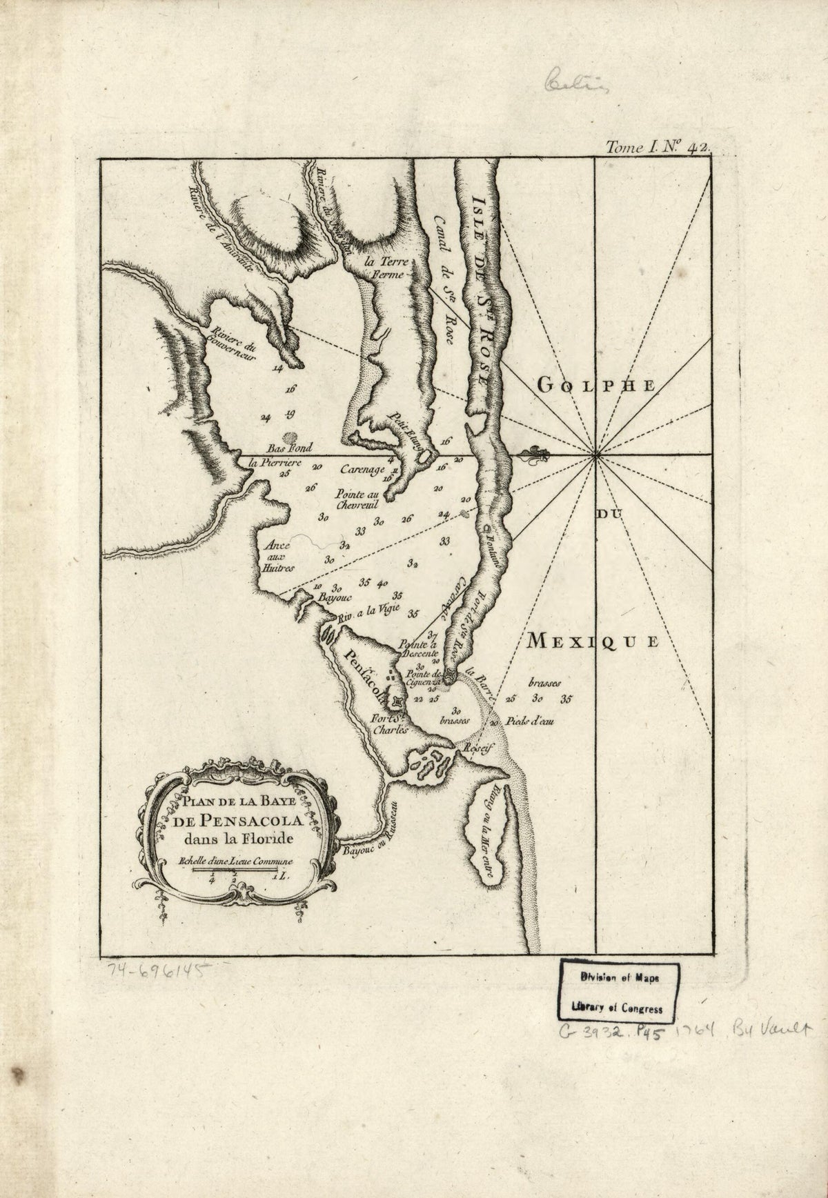 Plan De La Baye De Pensacola Dans La Floride 1764 by Relic Map Company