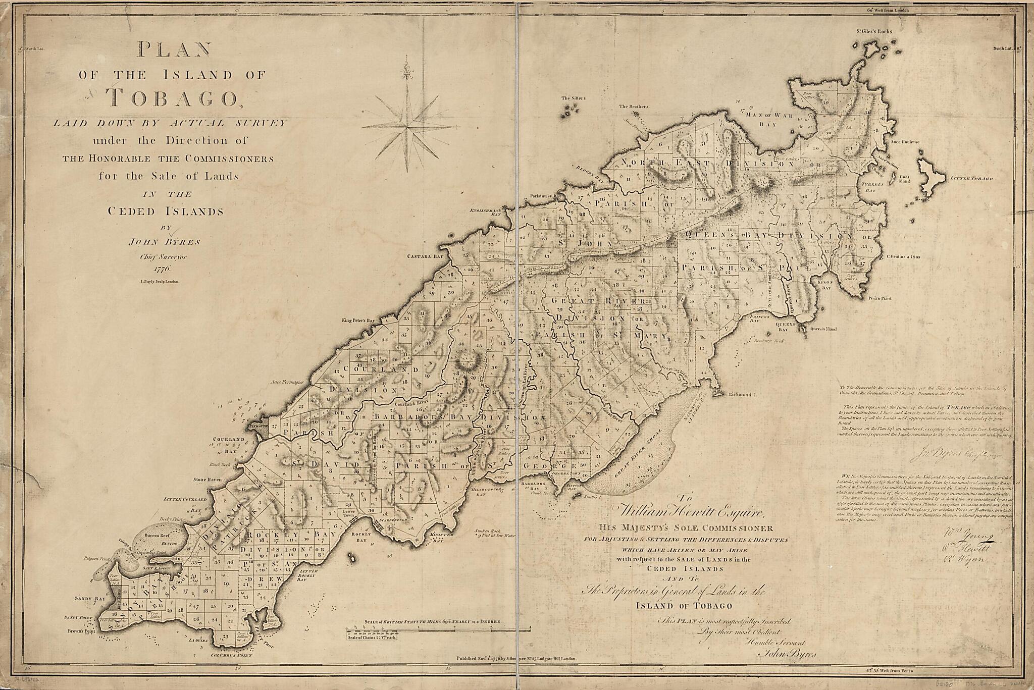 Plan of the Island of Tobago, Laid Down by Actual Survey Under the Direction of the Honorable the Commissioners for the Sale of Lands In the Ceded Islands 1776 by Relic Map Company