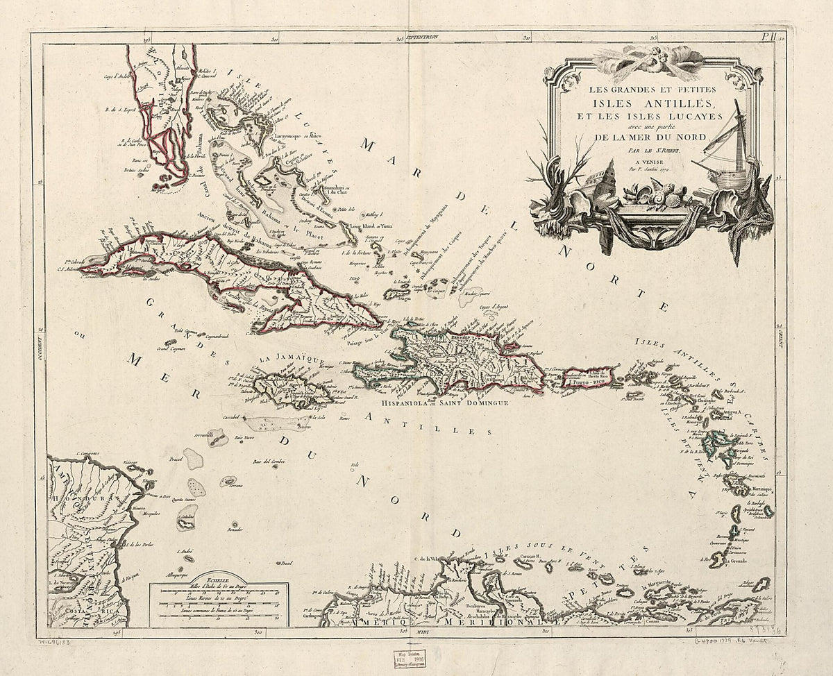 Les Grandes Et Petites Isles Antilles, Et Les Iles Lucayes Avec Une Partie De La Mer Du Nord 1779 by Relic Map Company