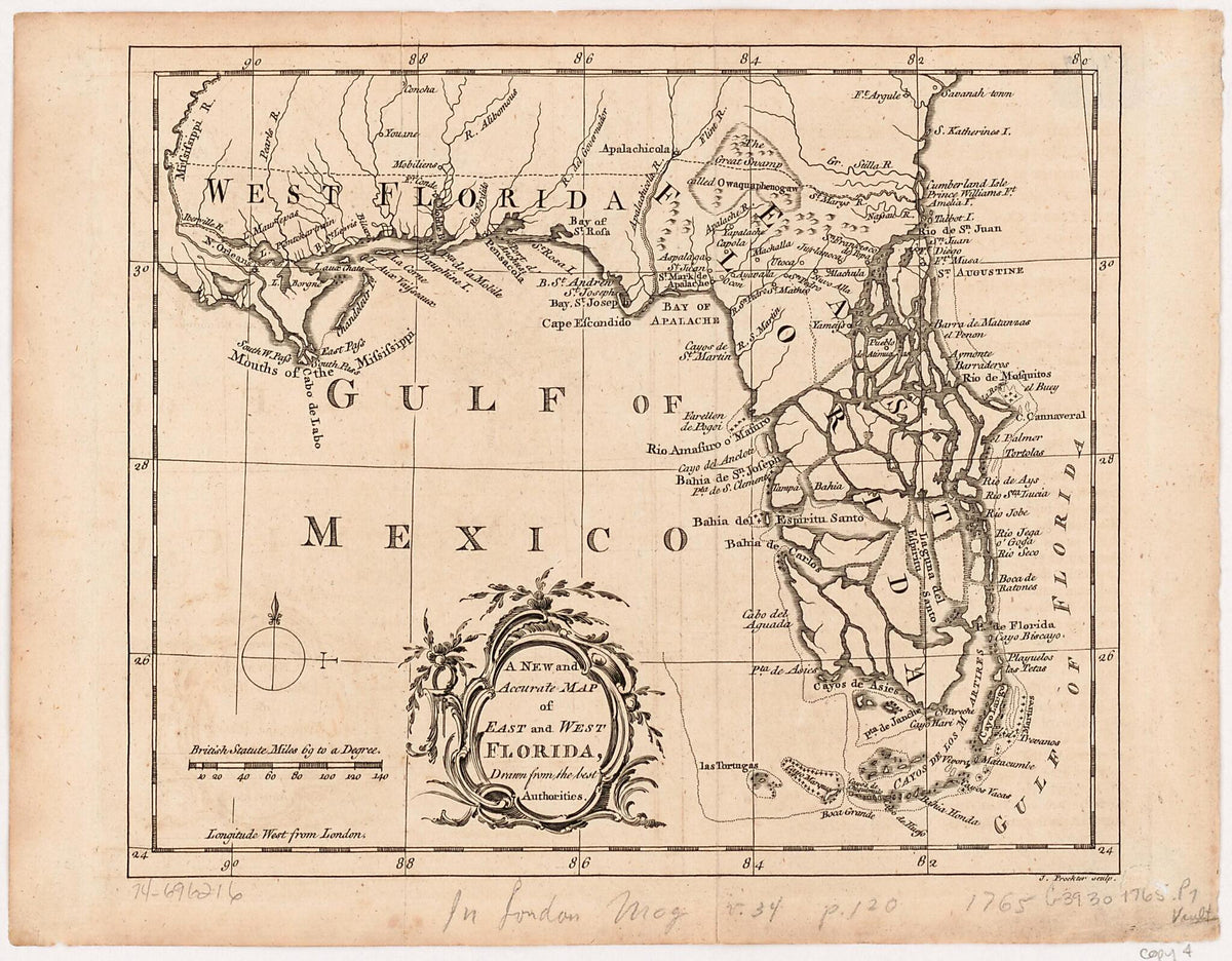 A New and Accurate Map of East and West Florida 1765 by Relic Map Company