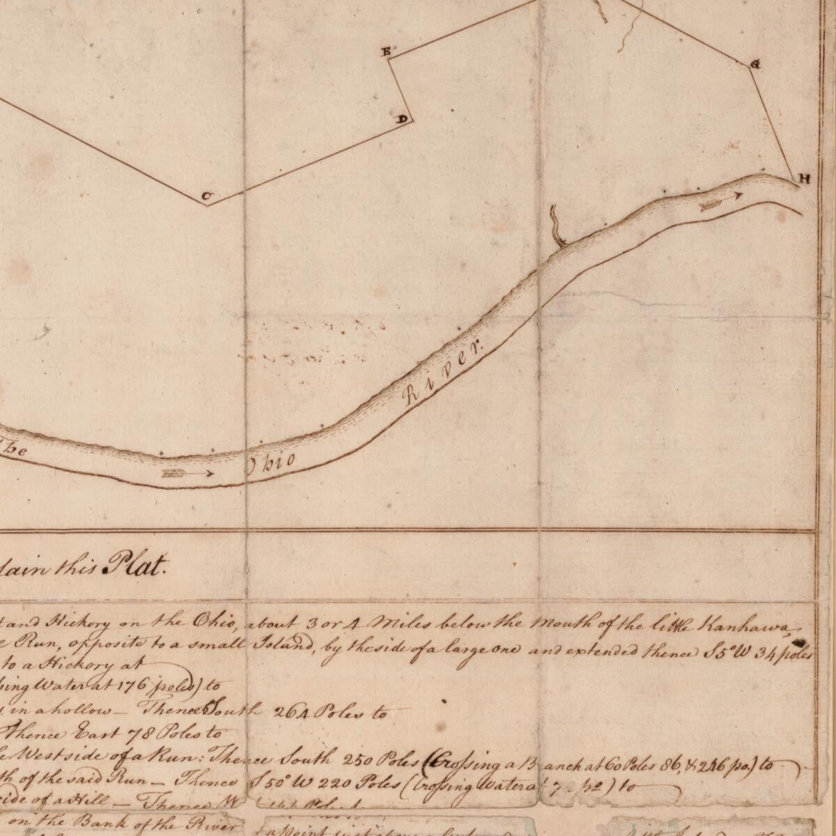 This old map of Plat of a Survey of 2,314 Acres of Land, Being the First Large Bottom On the East Side of the Ohio River, 3 Or 4 Miles Below the Mouth, a Portion of Which Is Divided Into 17 Lots from 1771 was created by William Crawford, George Washingto